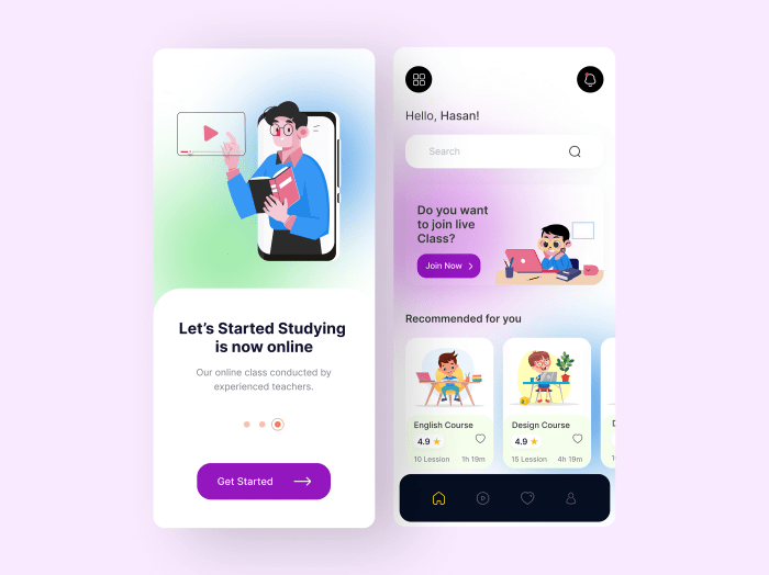 E-learning mobile apps